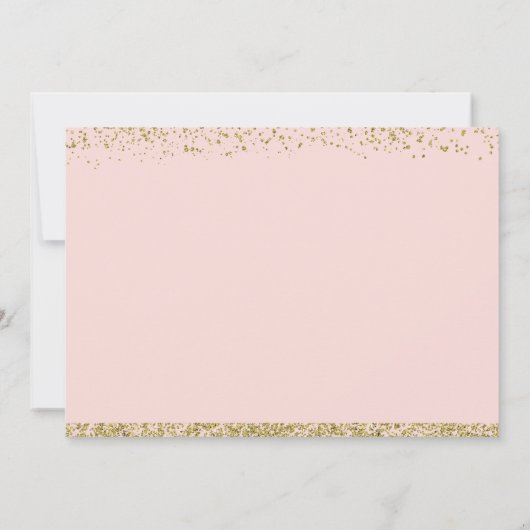 Rosa Gold Glitzer Kreuz Erste Heilige Kommune Foto Einladung (Rückseite)