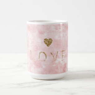 Rosa Gold Glitzer Liebe Herz Kaffeetasse