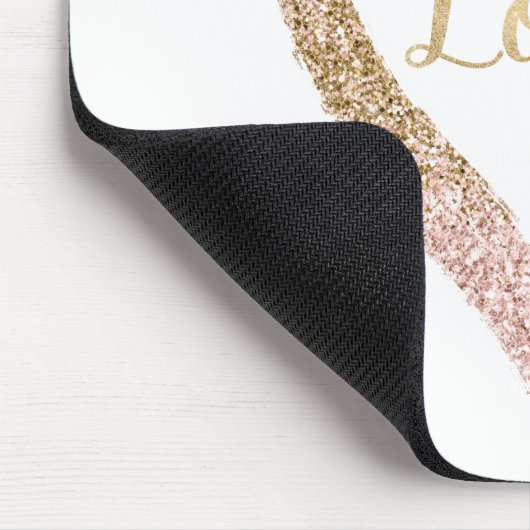 Rosa Gold Glitzer Liebe Herz Mousepad (Ecke)