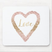 Rosa Gold Glitzer Liebe Herz Mousepad (Vorne)