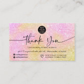 Rosa Gold Glitzer Logo Bestellung Vielen Dank Visitenkarte (Vorderseite)