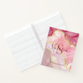 Rosa Gold Glitzer Marble Geode Monogram Notizblock (Innenseite)