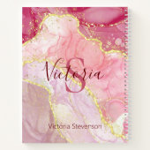 Rosa Gold Glitzer Marble Geode Monogram Notizblock (Rückseite)