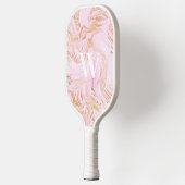 Rosa Gold-Glitzer-Marmormonogramm Pickleball Schläger (Links)