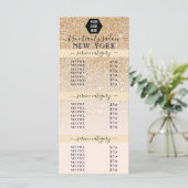 Rosa Gold Glitzer Ombre Logo Salon Preisliste (Stehend Vorderseite)