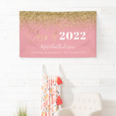 Rosa Gold Glitzer Skriptklasse des Abschlusses Banner (Insitu)