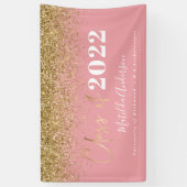 Rosa Gold Glitzer Skriptklasse des Abschlusses Banner (Vertikal)