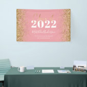 Rosa Gold Glitzer Skriptklasse des Abschlusses Banner (Messeveranstaltung)