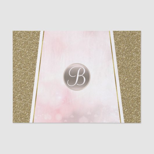 Rosa Gold Glitzer Sparkle Glam Monogram Initial Seidenpapier (Vorderseite)