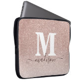Rosa-Gold-Glitzer-Sparkon-Monogramm-Skript Laptopschutzhülle (Vorne Rechts)