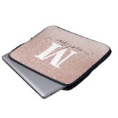 Rosa-Gold-Glitzer-Sparkon-Monogramm-Skript Laptopschutzhülle (Vorne Knopf)