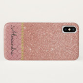 Rosa-Gold-Glitzer und glänzendes Muster Case-Mate iPhone Hülle (Rückseite (Horizontal))
