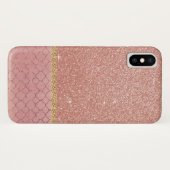 Rosa-Gold-Glitzer und glänzendes Muster Case-Mate iPhone Hülle (Rückseite (Horizontal))