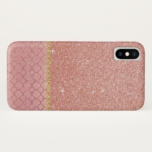 Rosa-Gold-Glitzer und glänzendes Muster Case-Mate iPhone Hülle (Rückseite (Horizontal))