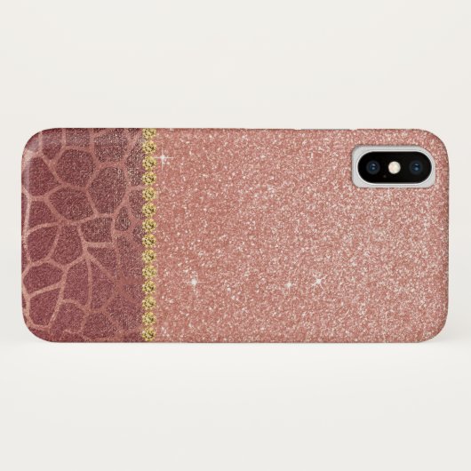 Rosa-Gold-Glitzer und knackige Tierdrucke Case-Mate iPhone Hülle (Rückseite (Horizontal))