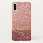 Rosa-Gold-Glitzer und knackige Tierdrucke Case-Mate iPhone Hülle (Rückseite)