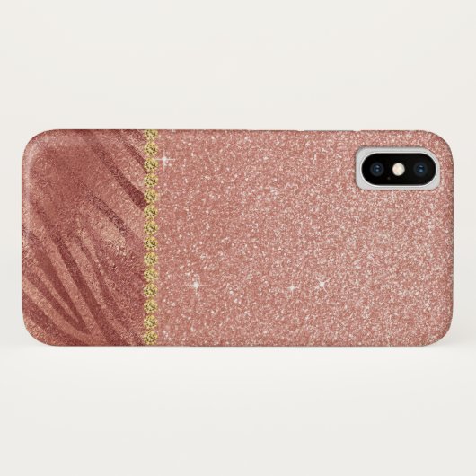 Rosa-Gold-Glitzer und knackige Tierdrucke Case-Mate iPhone Hülle (Rückseite (Horizontal))