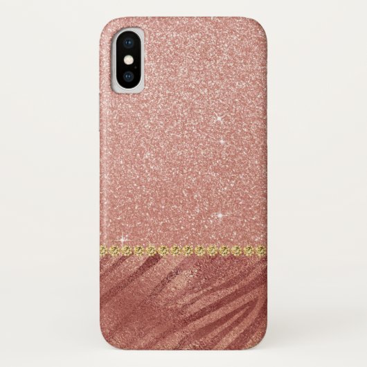 Rosa-Gold-Glitzer und knackige Tierdrucke Case-Mate iPhone Hülle (Rückseite)