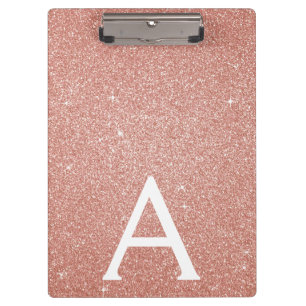 Rosa Gold Glitzer und Sparkasse Monogram School Klemmbrett