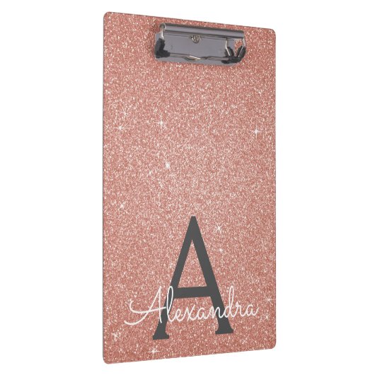 Rosa Gold Glitzer und Sparkasse Monogram School Klemmbrett (Rechts)