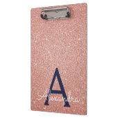Rosa Gold Glitzer und Sparkasse Monogram School Klemmbrett (Links)