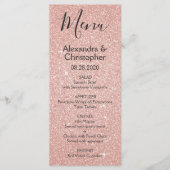 Rosa Gold Glitzer und Sparkle Wedding Menu Menükarte (Vorderseite)