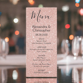 Rosa Gold Glitzer und Sparkle Wedding Menu Menükarte