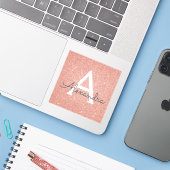 Rosa-Gold-Glitzer und Sparklogramm Aufkleber (Laptop mit iPhone)