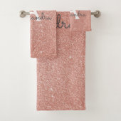 Rosa-Gold-Glitzer und Sparklogramm Badhandtuch Set (Insitu)