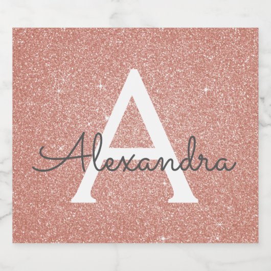 Rosa-Gold-Glitzer und Sparklogramm Bierflaschenetikett (Einzelnes Label)