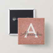 Rosa-Gold-Glitzer und Sparklogramm Button (Vorne & Hinten)