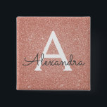 Rosa-Gold-Glitzer und Sparklogramm Button<br><div class="desc">Pink Rose Gold Falsch Glitter and Sparkle Elegant Magnet. These Magnets can be customized to include your initial and first name and are perfekt for a birthday party,  wedding,  bridal shower or bachelorette party.</div>