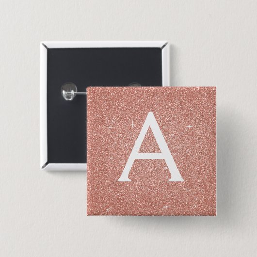 Rosa-Gold-Glitzer und Sparklogramm Button (Vorne & Hinten)