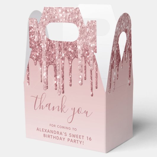 Rosa-Gold-Glitzer und Sparklogramm Geschenkschachtel (Geöffnet)