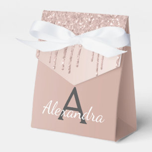 Rosa-Gold-Glitzer und Sparklogramm Geschenkschachtel