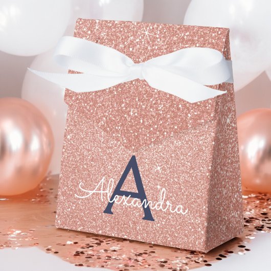 Rosa-Gold-Glitzer und Sparklogramm Geschenkschachtel