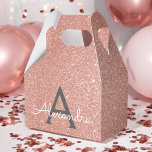 Rosa-Gold-Glitzer und Sparklogramm Geschenkschachtel<br><div class="desc">Rosa Rose Gold und Holzkohle Grau (grau) Imitat Glitzer und Sparkle Elegant Geschenkbox. Diese Geschenkboxen kann auf Ihren Vor- und Erstnamen angepasst werden und macht eine großartige süße 16,  Hochzeit,  Geburtstag,  Junggeselinnen-Abschied,  Brautparty oder Baby Dusche Geschenkboxen.</div>