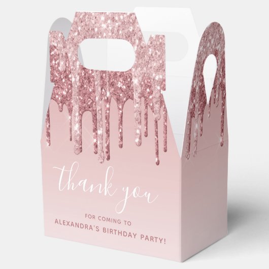 Rosa-Gold-Glitzer und Sparklogramm Geschenkschachtel (Geöffnet)