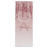 Rosa-Gold-Glitzer und Sparklogramm Geschenktüte Für Weinflaschen (Vorderseite)