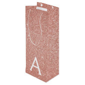 Rosa-Gold-Glitzer und Sparklogramm Geschenktüte Für Weinflaschen (Rückseite Schrägansicht)