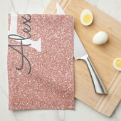 Rosa-Gold-Glitzer und Sparklogramm Geschirrtuch (Viertel Falte)