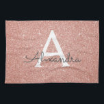Rosa-Gold-Glitzer und Sparklogramm Geschirrtuch<br><div class="desc">Rosa Rose Gold Imitate Glitzer und sparkle Elegant Handtücher. Diese Handtücher können auf Ihren Vor- und Erstnamen angepasst werden.</div>