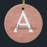 Rosa-Gold-Glitzer und Sparklogramm Keramikornament<br><div class="desc">Rosa Rose Gold Imitate Glitzer und sparkle Elegant Monogram Weihnachtsschmuck. Dieses Ornament kann so angepasst werden,  dass es Ihren Anfangs- und Vornamen enthält.</div>