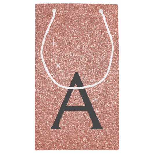 Rosa-Gold-Glitzer und Sparklogramm Kleine Geschenktüte (Rückseite)