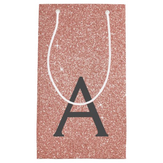 Rosa-Gold-Glitzer und Sparklogramm Kleine Geschenktüte (Vorderseite)