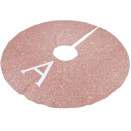 Rosa-Gold-Glitzer und Sparklogramm Polyester Weihnachtsbaumdecke (Schrägansicht)