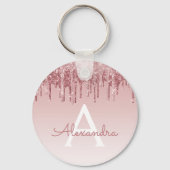 Rosa-Gold-Glitzer und Sparklogramm Schlüsselanhänger (Vorderseite)