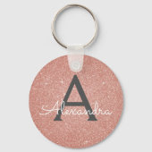 Rosa-Gold-Glitzer und Sparklogramm Schlüsselanhänger (Vorderseite)