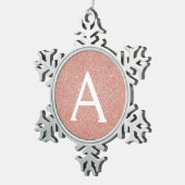 Rosa-Gold-Glitzer und Sparklogramm Schneeflocken Zinn-Ornament (Rechts)