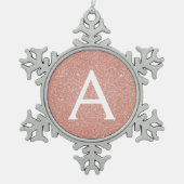 Rosa-Gold-Glitzer und Sparklogramm Schneeflocken Zinn-Ornament (Vorderseite)